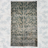 Beige and Green Vintage Rug - 3x6 ft | Handmade Boho Turkish Carpet