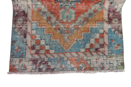Vintage Boho Turkish Rug - 2x8 ft | Handmade Tribal Oushak Carpet for Hallway