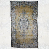 Vintage Yellow Handmade Rug - 3x6 ft | Handwoven Turkish Area Rug for Dining Room
