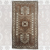 Neutral Vintage Handmade Rug - 3x6 ft | Tribal Boho Turkish Carpet for Living Room