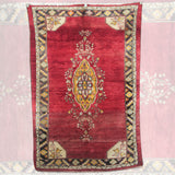 Vintage Red Turkish Rug - 5x7 ft | Handmade Oushak Area Carpet for Living Room