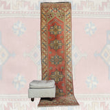 Vintage Handmade Pink Runner - 2x9 ft | Wool Tribal Turkish Rug for Hallway