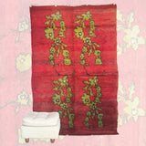 Vintage Handmade Turkish Rug - 5x7 ft | Red Wooly Floral Rug for Bedroom