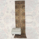 Vintage Oriental Rug Runner - 2x9 ft | Wool Beige Oushak Carpet for Hallway