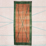 Vintage Handmade Wool Rug - 2x6 ft | Orange and Green Turkish Area Carpet