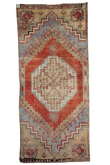 Vintage Handmade Oushak Rug - 2x4 ft | Wool Muted Red Turkish Carpet