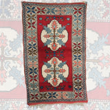 Vintage Red Accent Carpet - 3x5 ft | Handmade Tribal Nomadic Rug for Living Room