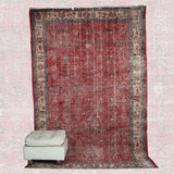 Vintage Red Oushak Rug - 5x9 ft | Wool Rustic Turkish Carpet for Living Room