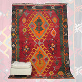 Curated Vintage Red Kilim - 6x9 ft | Handmade Anatolian Rug for Rustic Area