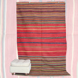 Vintage Striped Red Kilim - 5x8 ft | Bohemian Tribal Turkish Rug for Area