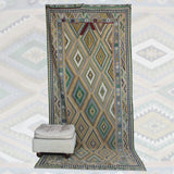 Vintage Handmade Turkish Kilim - 4x9 ft | Southwestern Flatweave Boho Rug for Area