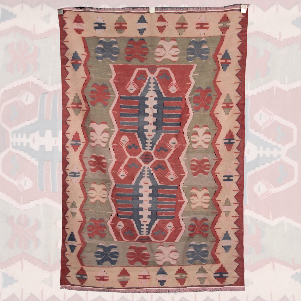 Vintage Flatweave Boho Kilim - 3x5 ft | Handmade Tribal Turkish Rug for Area
