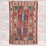 Vintage Flatweave Boho Kilim - 3x5 ft | Handmade Tribal Turkish Rug for Area