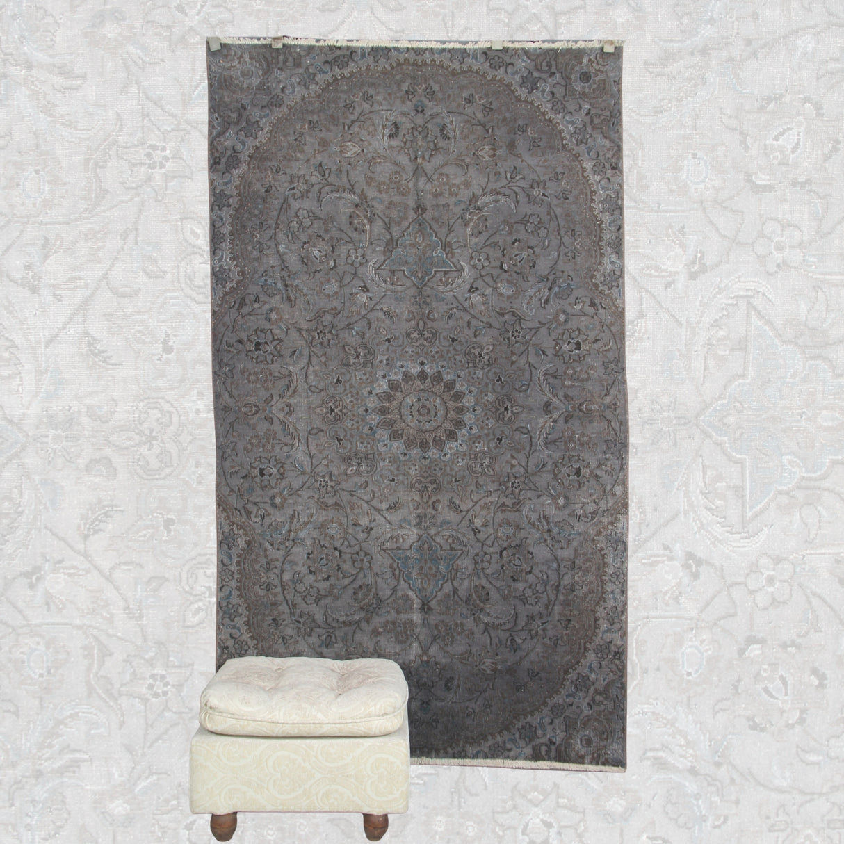 Vintage Handmade Oushak Rug - 4x7 ft | Gray Overdyed Turkish Carpet for Area