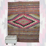 Muted Vintage Boho Kilim - 5x7 ft | Wool Turkish Handmade Rug for Living Area