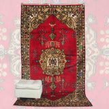 Curated Vintage Anatolian Rug - 5x9 ft | Red Handmade Turkish Carpet for Area