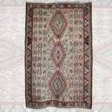 Vintage Beige Soumak Kilim - 4x6 ft | Wool Handmade Rustic Rug for Living Room