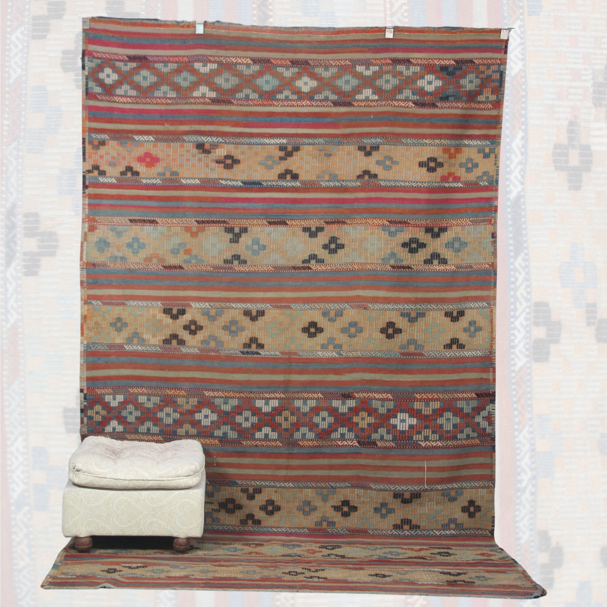 Handmade Turkish Tribal Kilim - 6x10 ft | Vintage Wool Rustic Rug for Bedroom