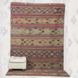 Handmade Turkish Tribal Kilim - 6x10 ft | Vintage Wool Rustic Rug for Bedroom