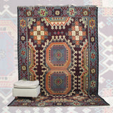 Curated Vintage Purple Kilim - 6x10 ft | Wool Handmade Turkish Rug for Bedroom
