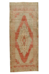 Pastel Kırmızı El Dokuma Antika Halı / Dodurga 133 x 326 cm