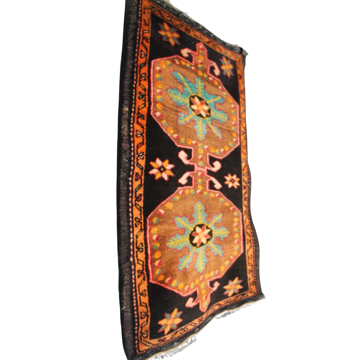 Curated Black Vintage Rug - 2x4 ft | Handmade Rustic Turkish Carpet for Entryway