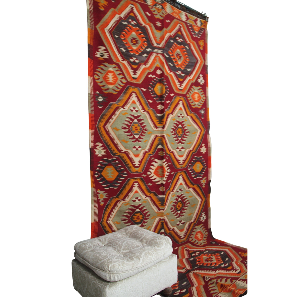 Vintage Red Southwestern Rug - 4x9 ft | Handmade Anatolian Rustic Kilim
