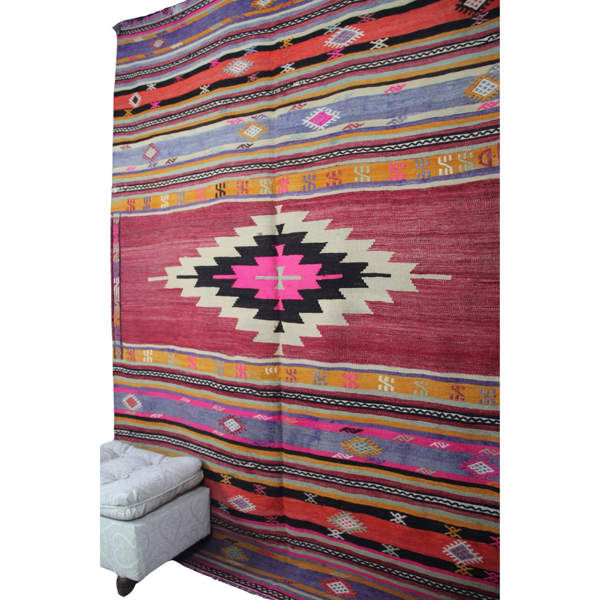 Vintage Handmade Turkish Kilim - 5x7 ft | Wool Bohemian Accent Area Carpet
