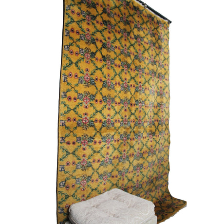 Vintage Handmade Yellow Rug - 5x8 ft | Wool Anatolian Oushak Carpet for Bedroom