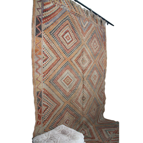 Muted Vintage Turkish Kilim - 6x9 ft | Handmade Wool Boho Rug for Bedroom