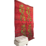 Vintage Handmade Turkish Rug - 5x7 ft | Red Wooly Floral Rug for Bedroom