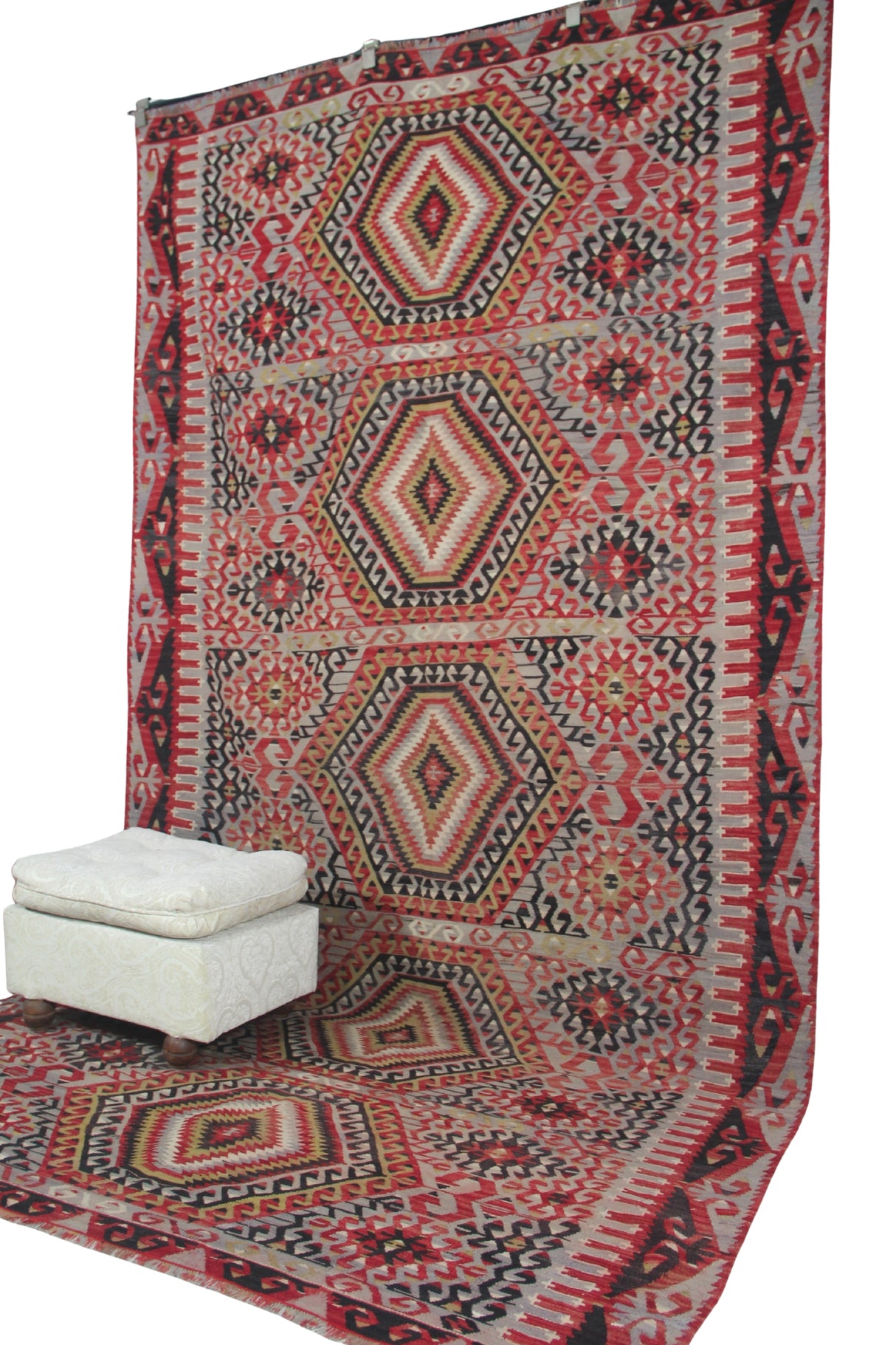 Curated Vintage Kilim Rug - 5x11 ft | Handmade Oriental Area Rug for Living Room