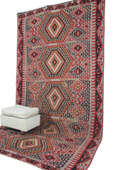 Curated Vintage Kilim Rug - 5x11 ft | Handmade Oriental Area Rug for Living Room