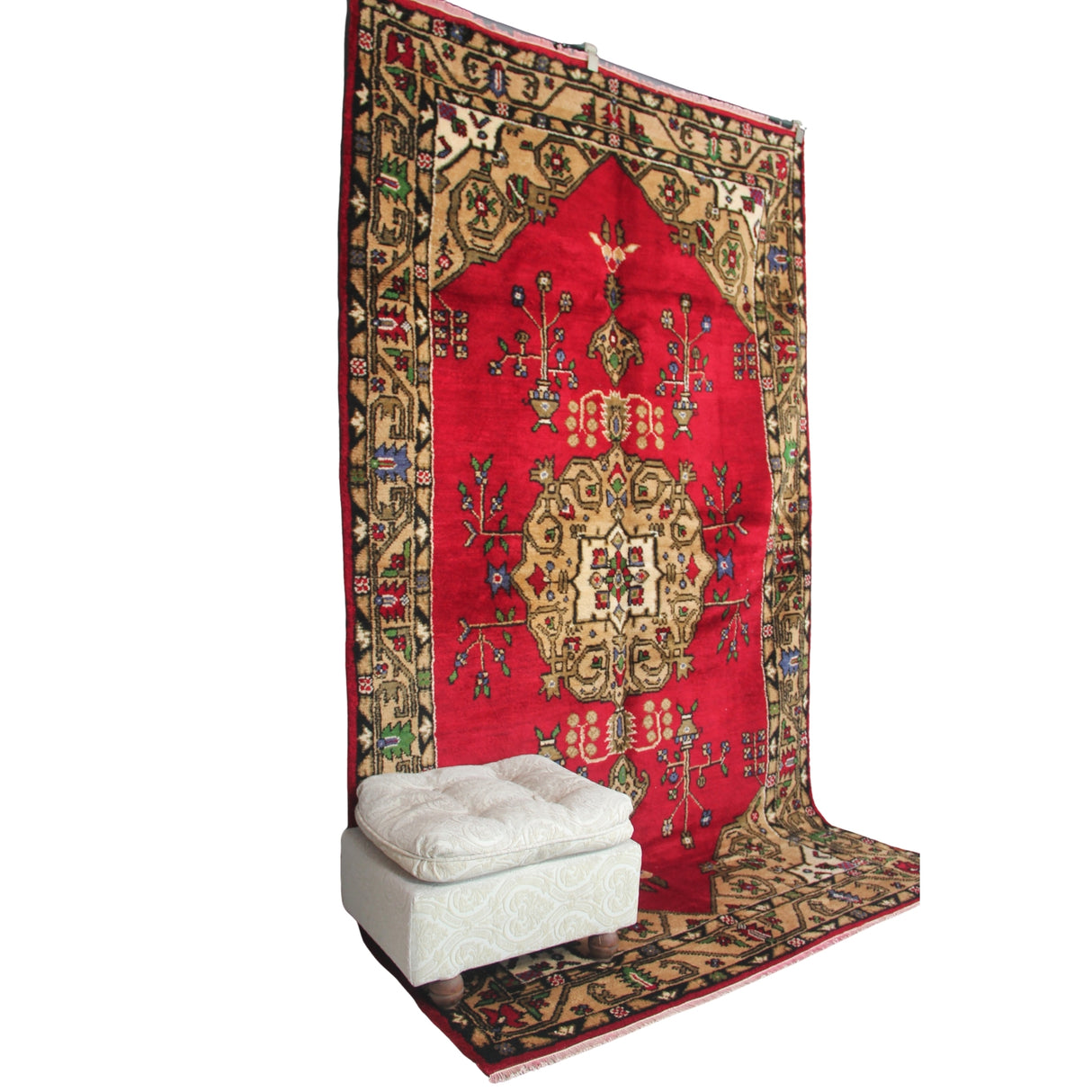 Curated Vintage Anatolian Rug - 5x9 ft | Red Handmade Turkish Carpet for Area