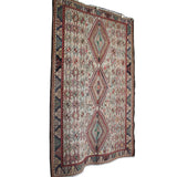 Vintage Beige Soumak Kilim - 4x6 ft | Wool Handmade Rustic Rug for Living Room