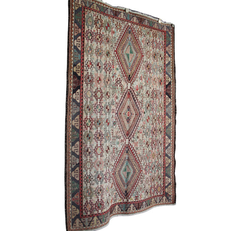 Vintage Beige Soumak Kilim - 4x6 ft | Wool Handmade Rustic Rug for Living Room