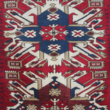 Curated Vintage Accent Rug - 3x6 ft | Handmade Red Wool Rug With Eclectic Pattern