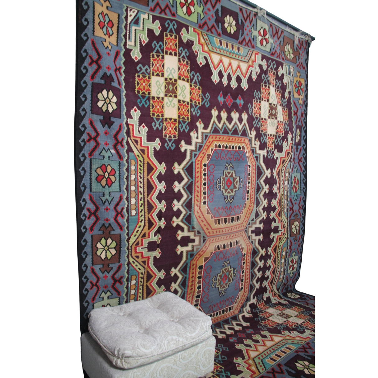 Curated Vintage Purple Kilim - 6x10 ft | Wool Handmade Turkish Rug for Bedroom