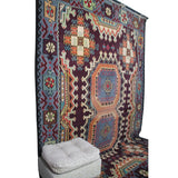 Curated Vintage Purple Kilim - 6x10 ft | Wool Handmade Turkish Rug for Bedroom