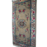 Curated Vintage Wool Rug - 3x6 ft | Brown Floral Handmade Rug for Bedroom Area