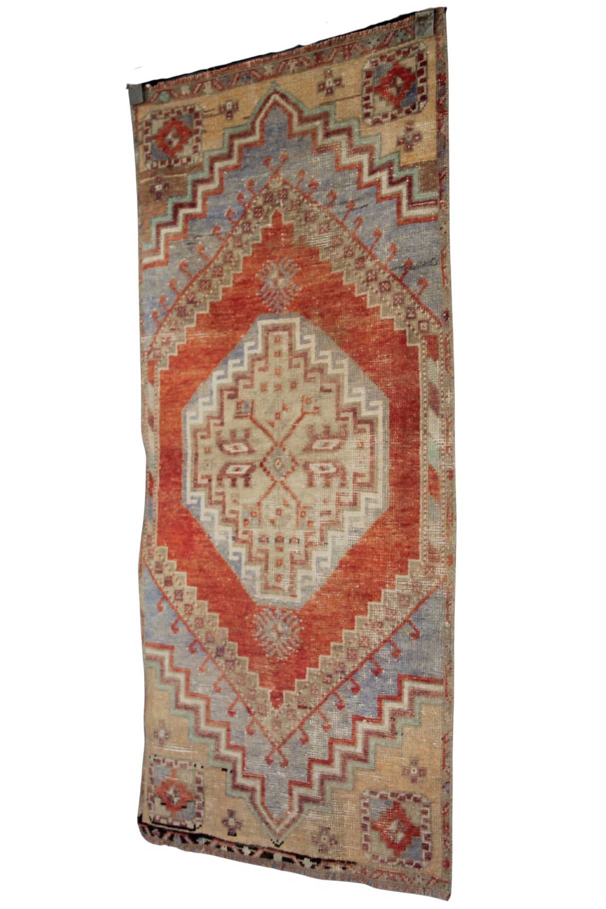 Vintage Handmade Oushak Rug - 2x4 ft | Wool Muted Red Turkish Carpet
