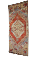 Vintage Handmade Oushak Rug - 2x4 ft | Wool Muted Red Turkish Carpet