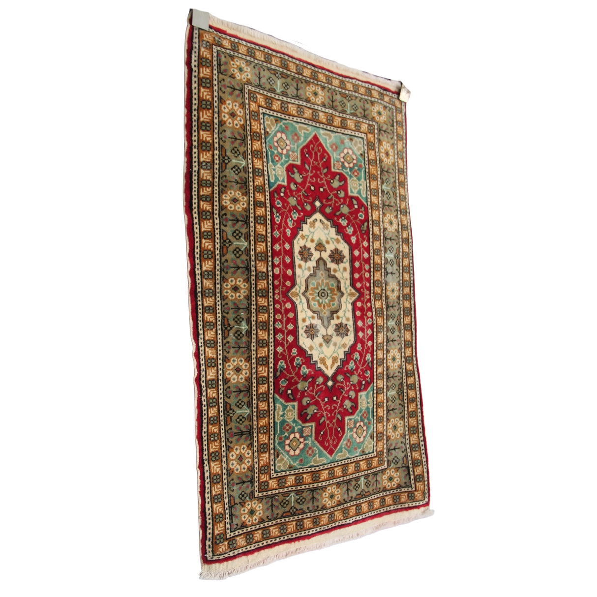 Red Oriental Handmade Carpet - 2x3 ft | Wool Tribal Oushak Rug for Area