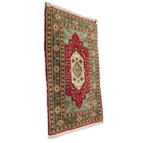 Red Oriental Handmade Carpet - 2x3 ft | Wool Tribal Oushak Rug for Area