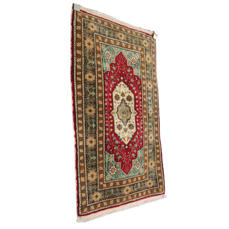 Red Oriental Handmade Carpet - 2x3 ft | Wool Tribal Oushak Rug for Area