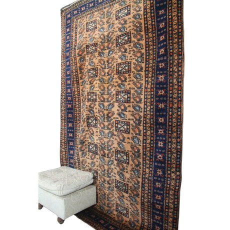 Curated Vintage Handmade Rug - 5x8 ft | Wool Brown Turkish Carpet For Area