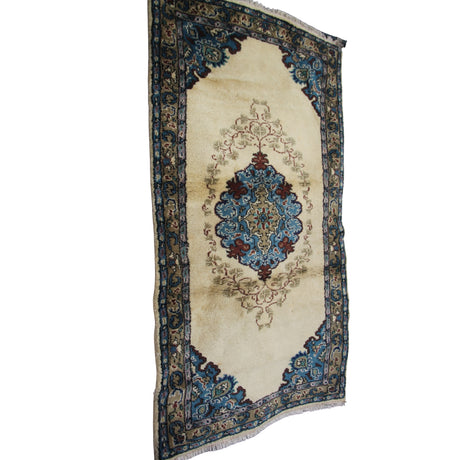 Vintage Beige Oushak Rug - 3x5 ft | Handmade Rustic Turkish Carpet for Area