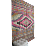 Muted Vintage Boho Kilim - 5x7 ft | Wool Turkish Handmade Rug for Living Area