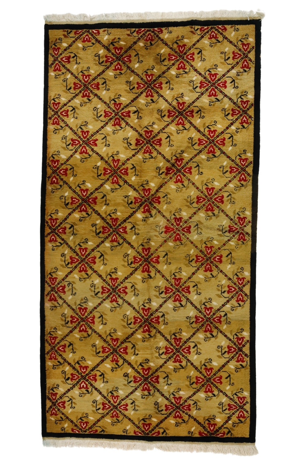 Çiçek Motifli El Dokuma Vintage Halı / Balkaya 148 x 285 cm