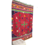 Red Vintage Tribal Kilim - 5x7 ft | Handmade Wool Turkish Rug for Bedroom
